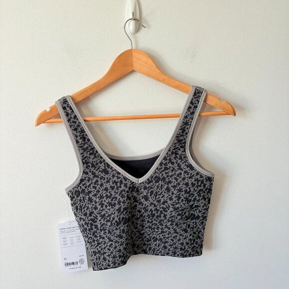 Athleta Aurora Scoop Crop Top Leopard Black Grey NWT Small - Picture 4 of 7